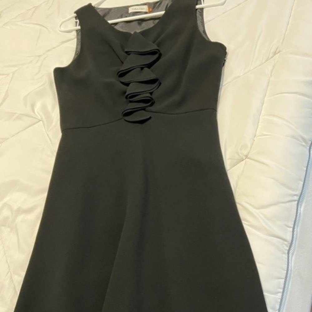 NEW Calvin Klein Black Ruffle Dress - Picture 3 of 5